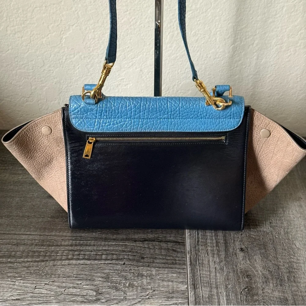 CELINE TRAPEZE TRICOLOR 2 WAY LEATHER & SUEDE BAG - Picture 2 of 12